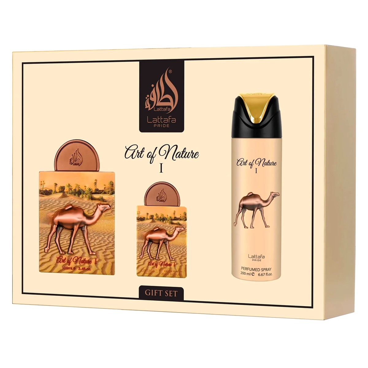 Lattafa Pride Art Of Nature I – Set de perfumes – 100 ml EDP + 20 ml + Spray 200 ml