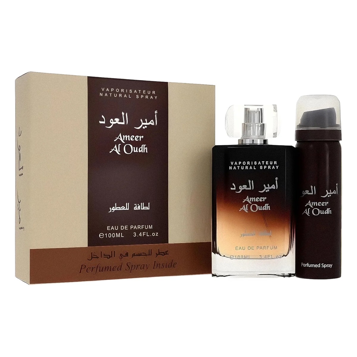 Lattafa Ameer Al Oudh – Set de perfumes – 100 ml EDP + Body Spray