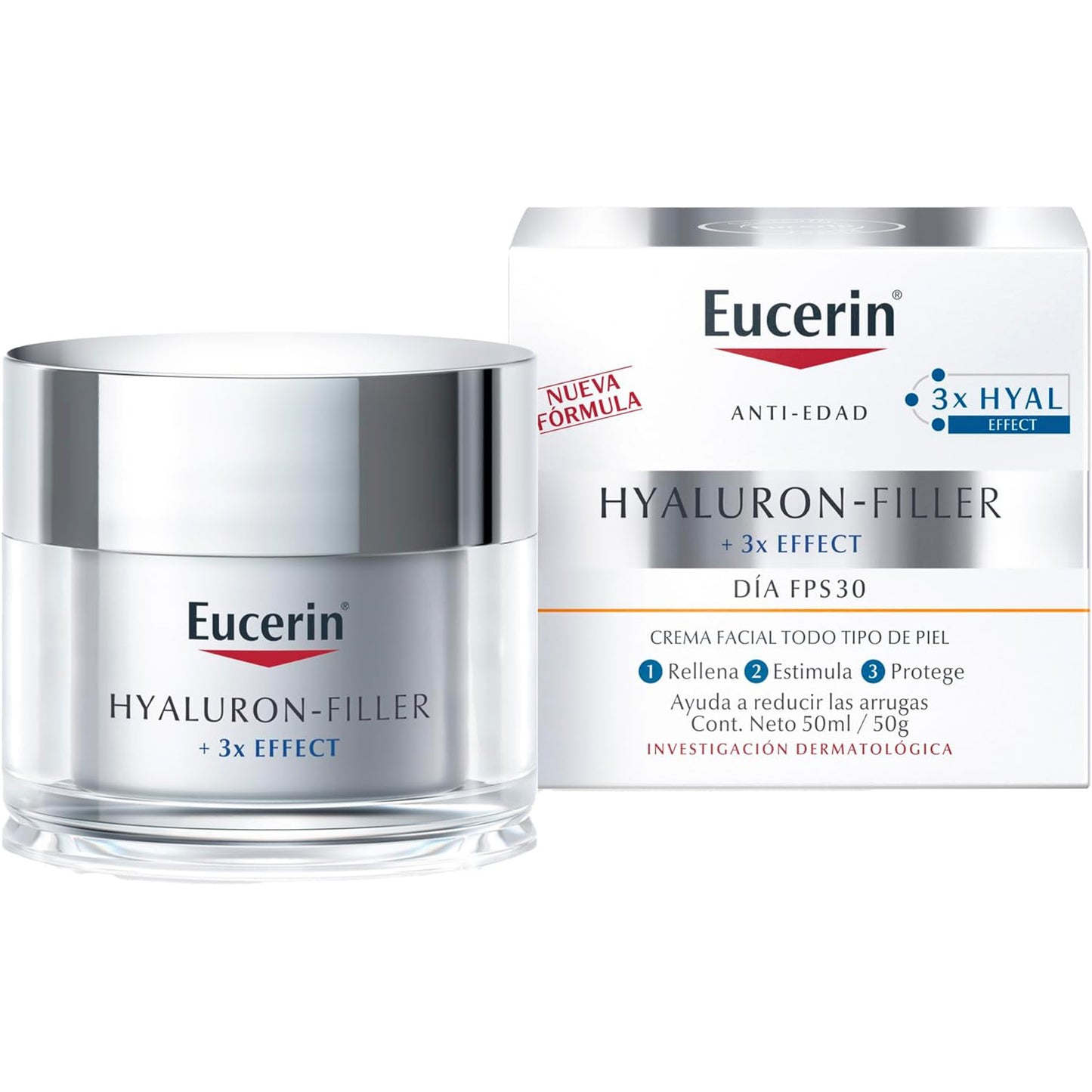 Eucerin Hyaluron-Filler 3x Effect Día SPF 30 – Crema facial – 50 ml