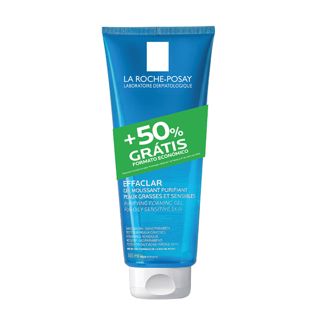 La Roche-Posay Effaclar – Gel limpiador facial – 300 ml – Envase promocional +50%