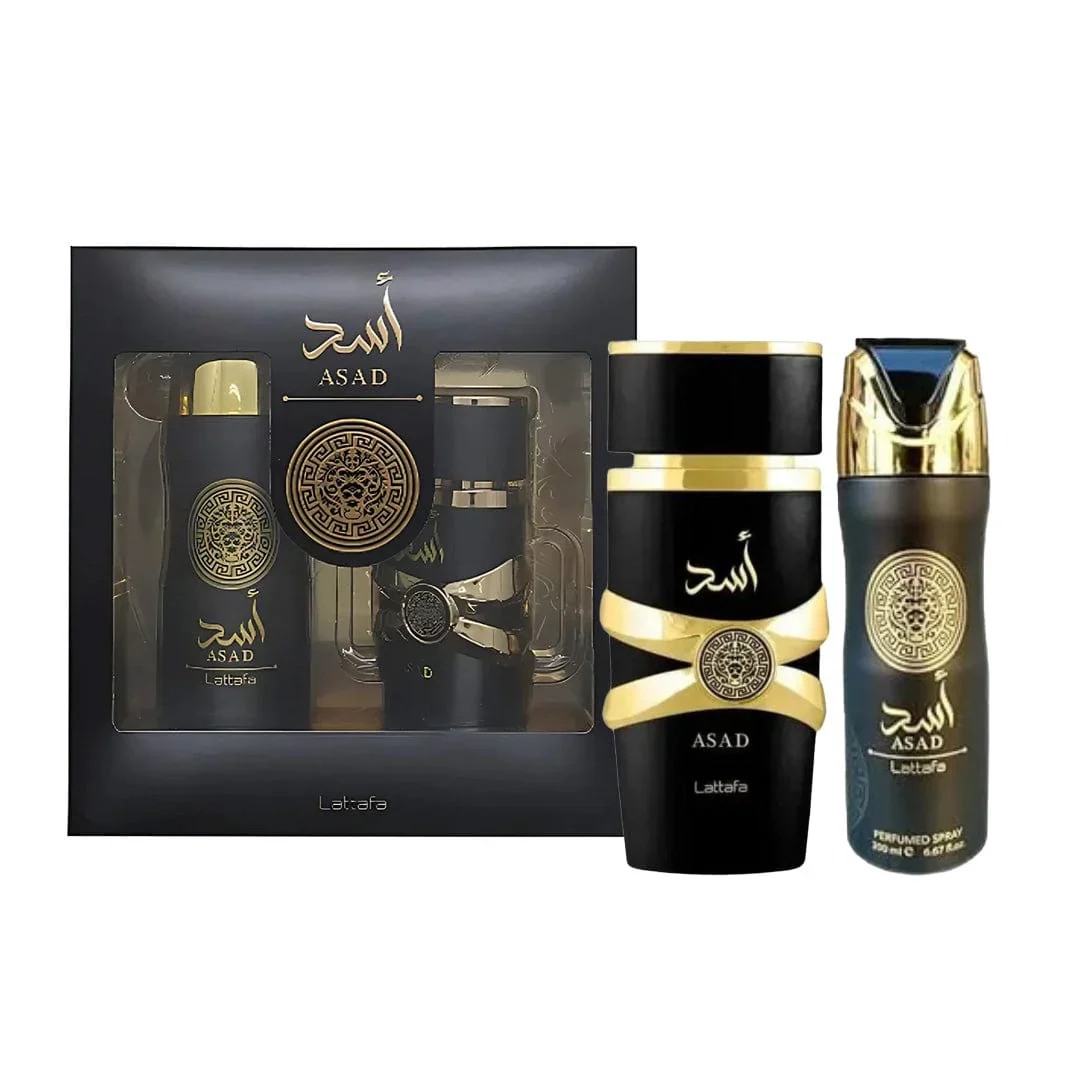 Lattafa Asad – Set de perfumes – 100 ml EDP + Spray 200 ml