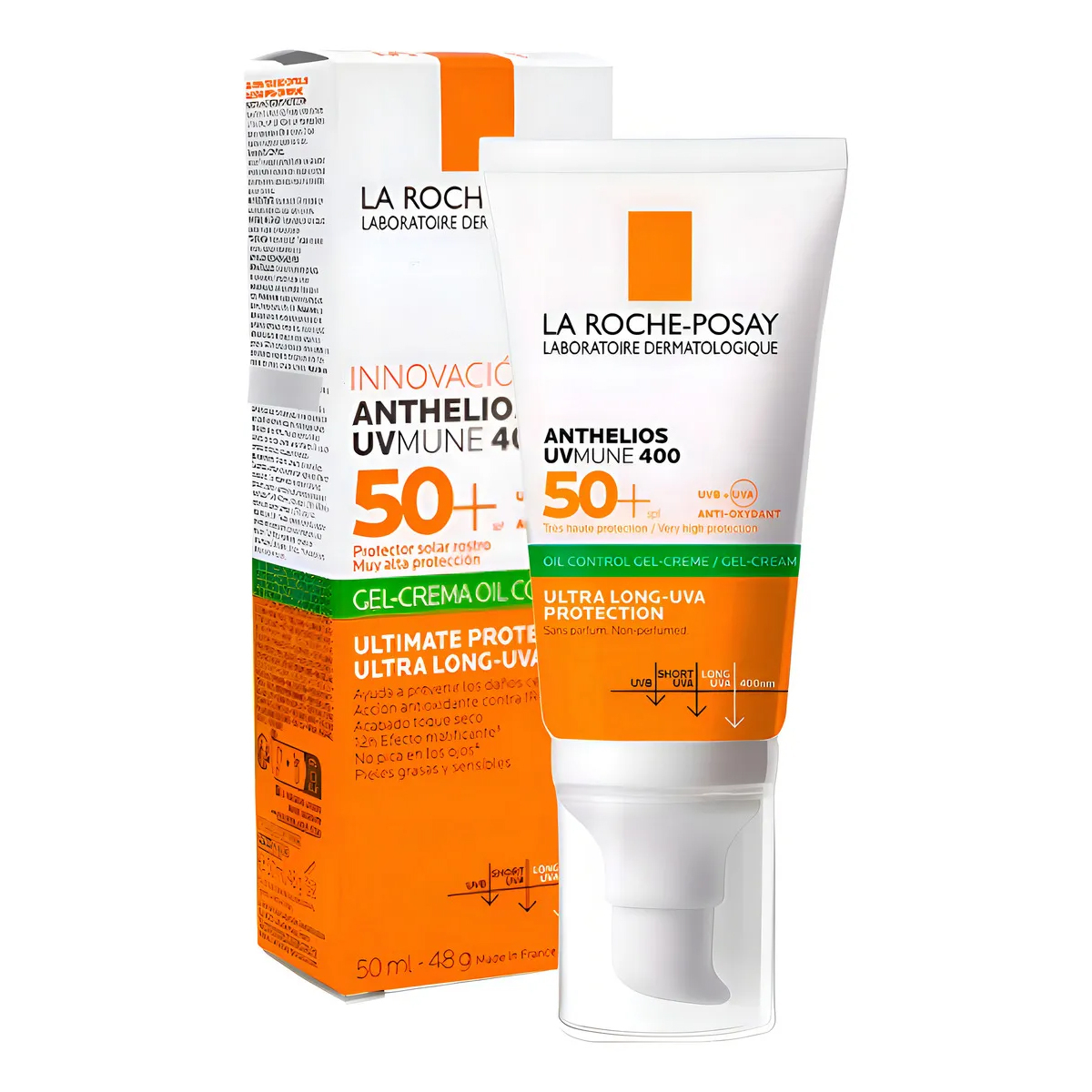 La Roche-Posay Anthelios SPF 50+ – Protector solar facial en gel crema – 50 ml