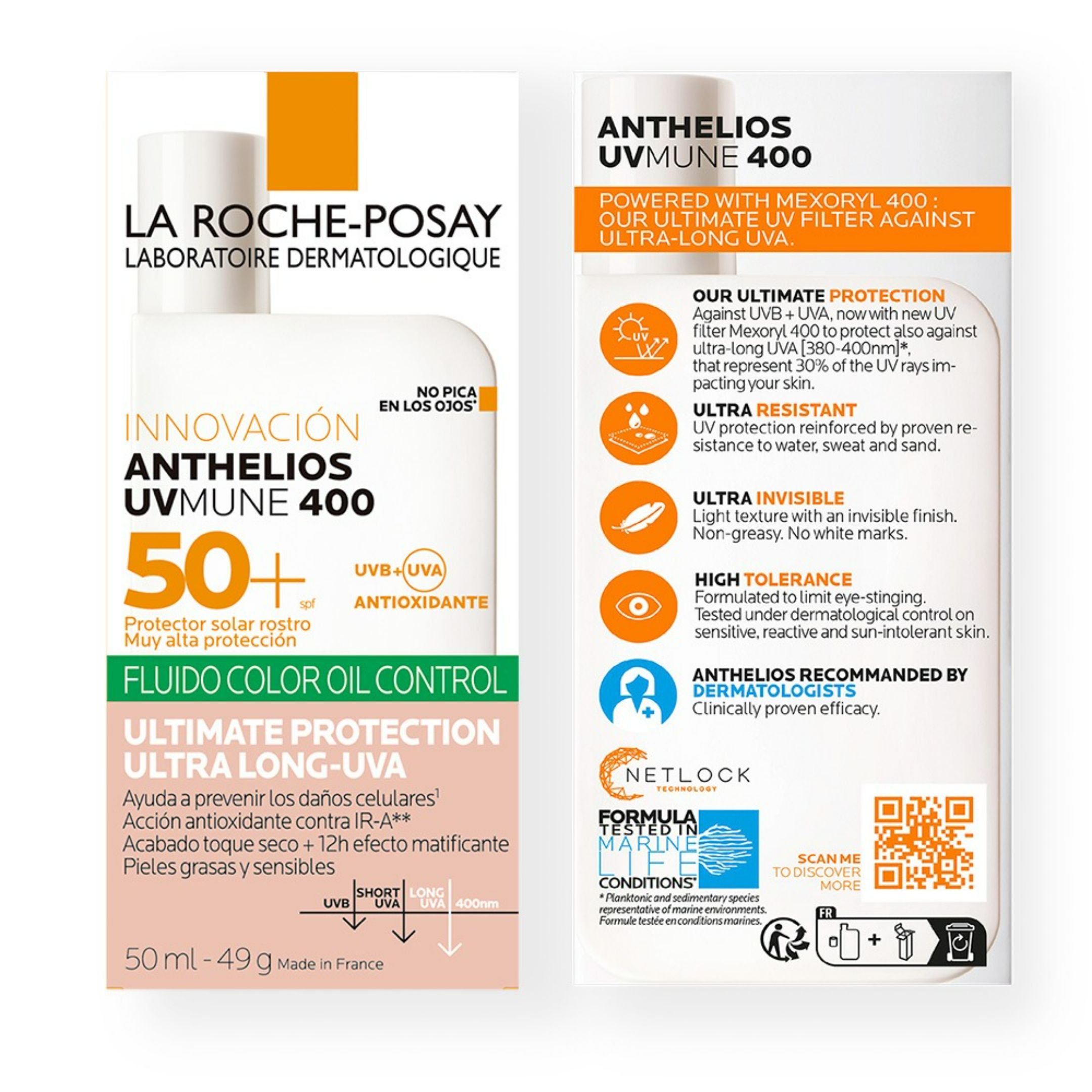 La Roche-Posay Anthelios UVMune 400 Oil Control SPF 50+ – Protector solar facial con color