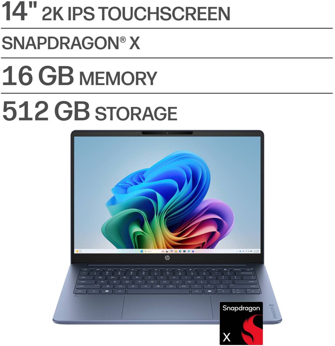 HP 14-HZ0015DX Snapdragon X1-26-100 – Notebook – 14″ – 512 GB / 16 GB RAM
