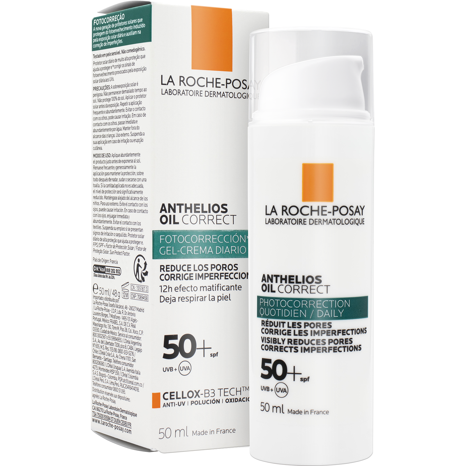 La Roche-Posay Anthelios Oil Correct SPF 50+ – Protector solar facial – 50 ml