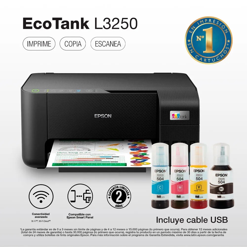 Epson L3250 3X1 EcoTank Wi-Fi – Impresora – Negro