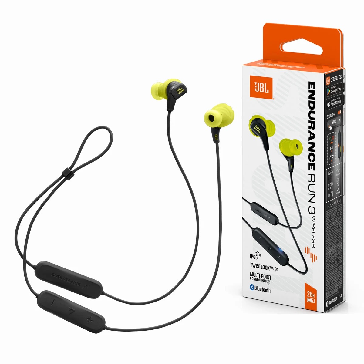 JBL Endurance Run 3 – Auriculares Bluetooth – Negro/lima