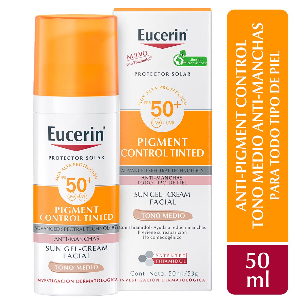 Eucerin Pigment Control Tinted SPF 50+ – Protector solar facial – 50 ml – Medium
